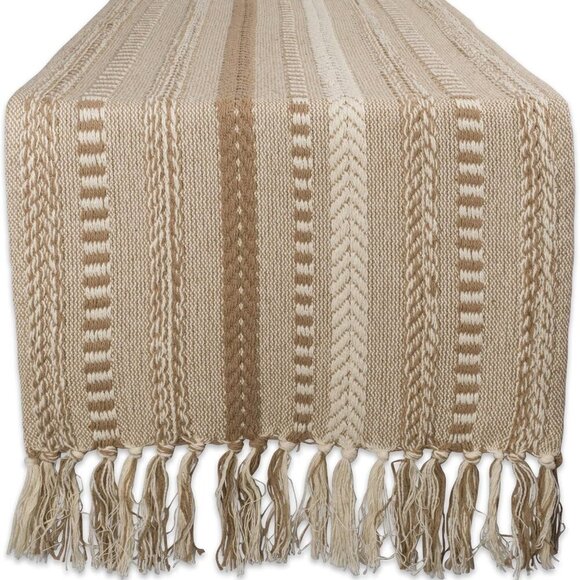 Farmhouse Braided Stripe Table Runner Collection, 15x72 15x77, Fringe Included, - Picture 1 of 11